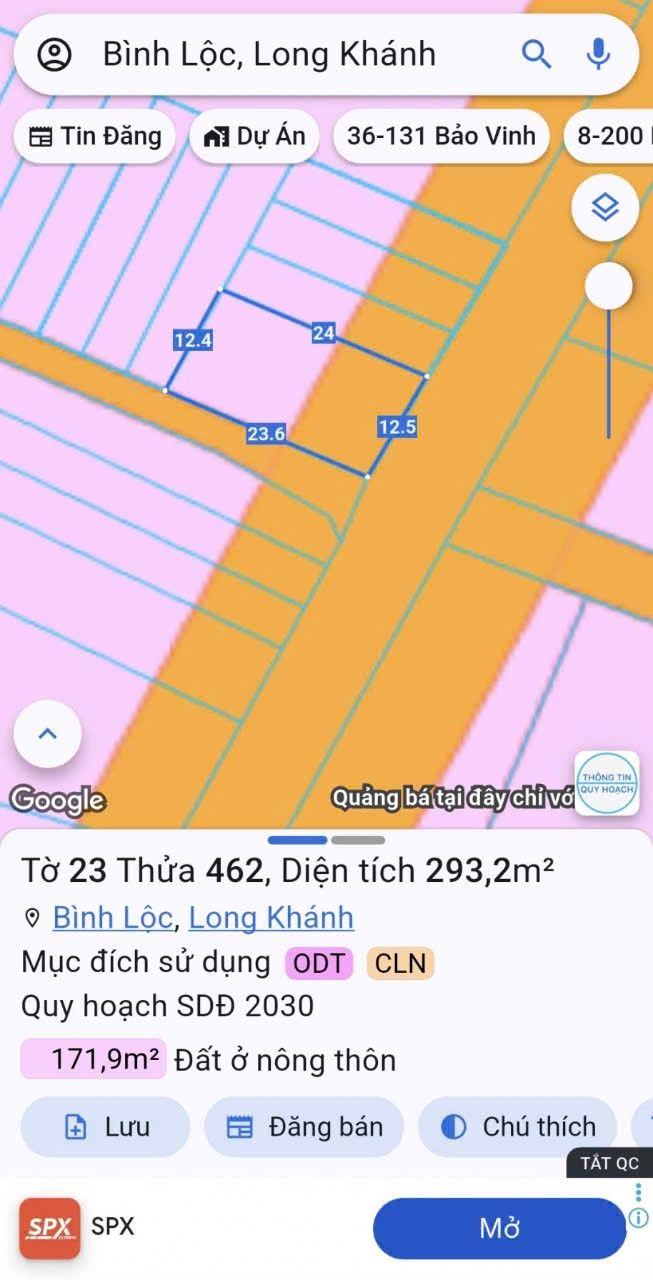 Đất nền mặt tiền nhựa Xã Bình Lộc 293m² giá 1.8 tỷ - Pháp lý rõ ràng