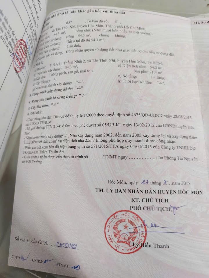 Nhà riêng tại Tân Thới Nhì, Hóc Môn 56m² giá 2.25 tỷ - Sổ hồng riêng, ô tô đậu cửa!