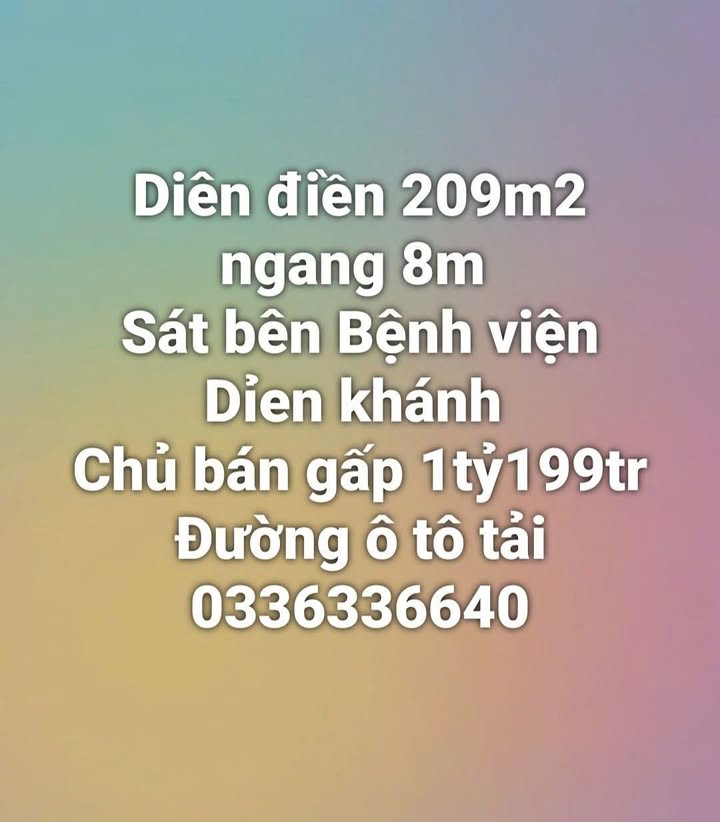 Đất nền Xã Diên Điền 209m² giá 1.199 tỷ - Chủ bán gấp!
