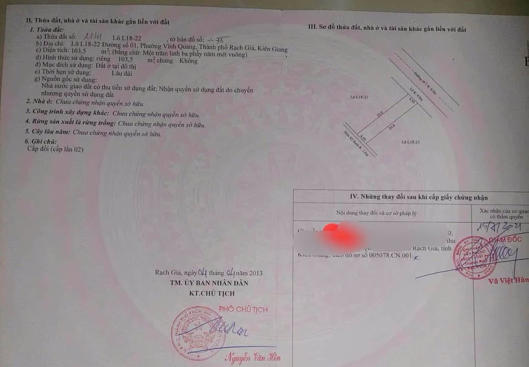 Đất mặt tiền đường Lý Thị Huê, Rạch Giá 103m² giá 1.68 tỷ - Đầu tư sinh lời ngay!