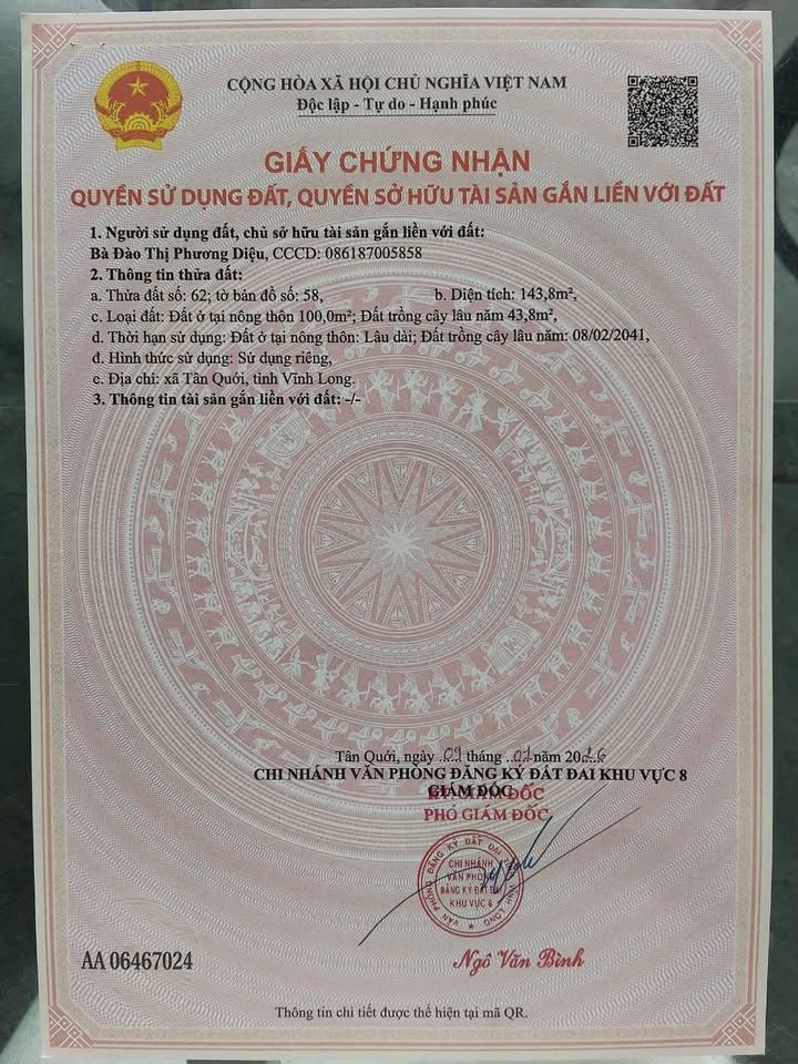 Đất nền 143m² tại xã Tân Quới - Giá chỉ 379 triệu, không thể bỏ lỡ!