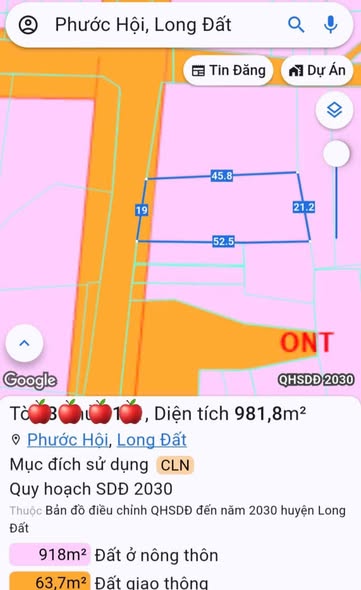 Đất nền Phước Hội, Long Đất 981m² giá chỉ 5.3 tỷ - Pháp lý rõ ràng, Sổ hồng chính chủ