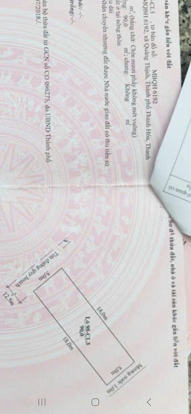 Đất nền Phường Quảng Thịnh, 90m² giá 2 tỷ - Sổ hồng chính chủ!