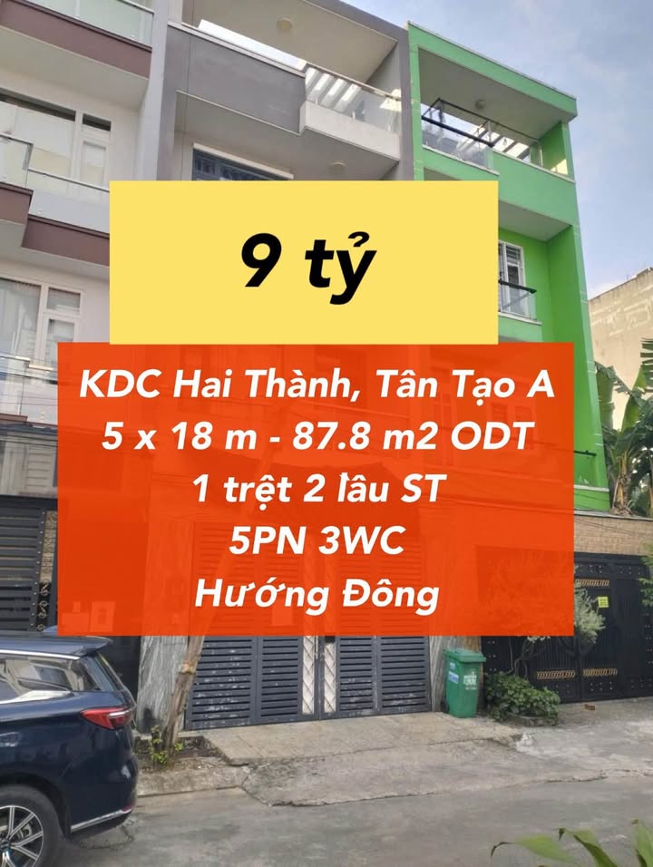 Nhà 5 phòng ngủ, KDC Hai Thành, Bình Tân 88m² giá 9 tỷ - Hàng hiếm không thể bỏ lỡ!