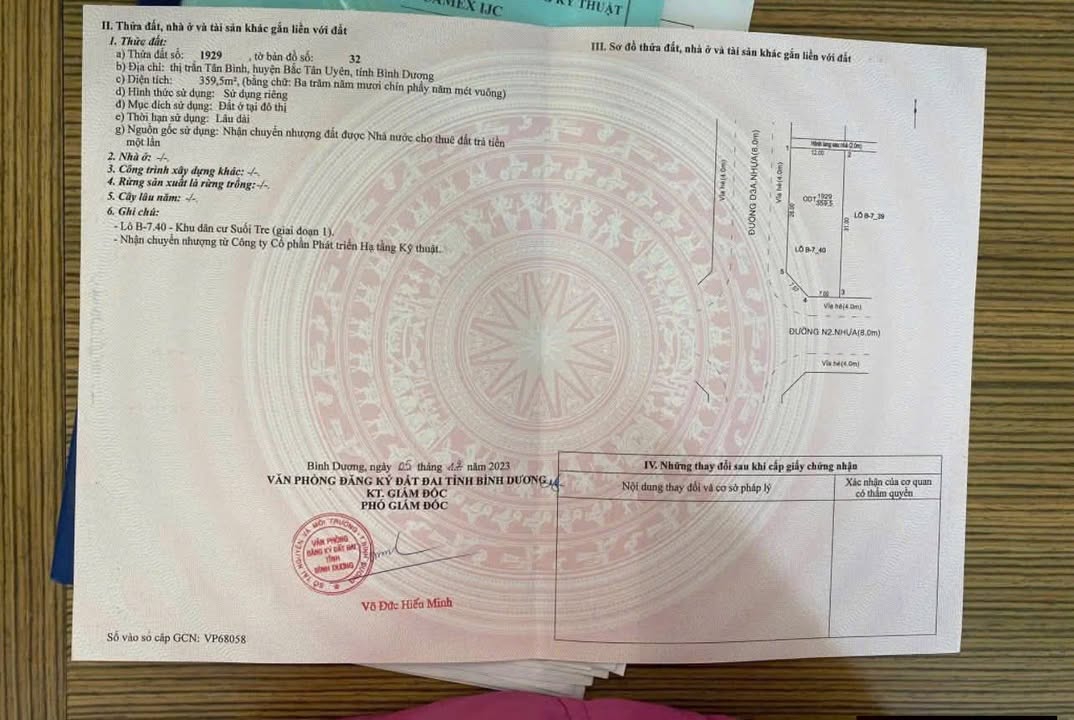 Đất nền KCN VSIP2 Bình Dương 360m² giá 6 tỷ - Cơ hội đầu tư hiếm có!