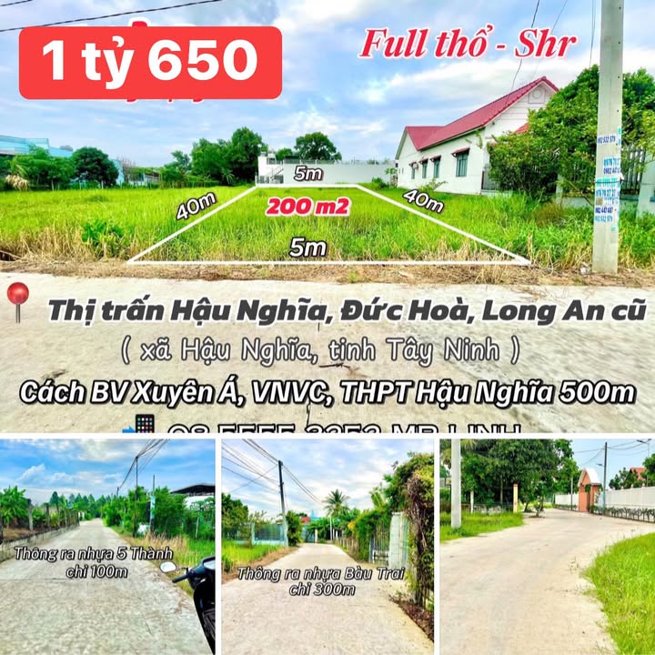 Đất thổ cư Hậu Nghĩa 200m² giá 1.65 tỷ - Hạ giá gấp trước Tết!