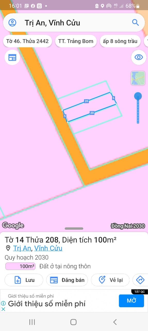 Lô đất thổ cư xã Trị An, huyện Vĩnh Cửu 100m² giá 670 triệu - Cơ hội đầu tư hấp dẫn!