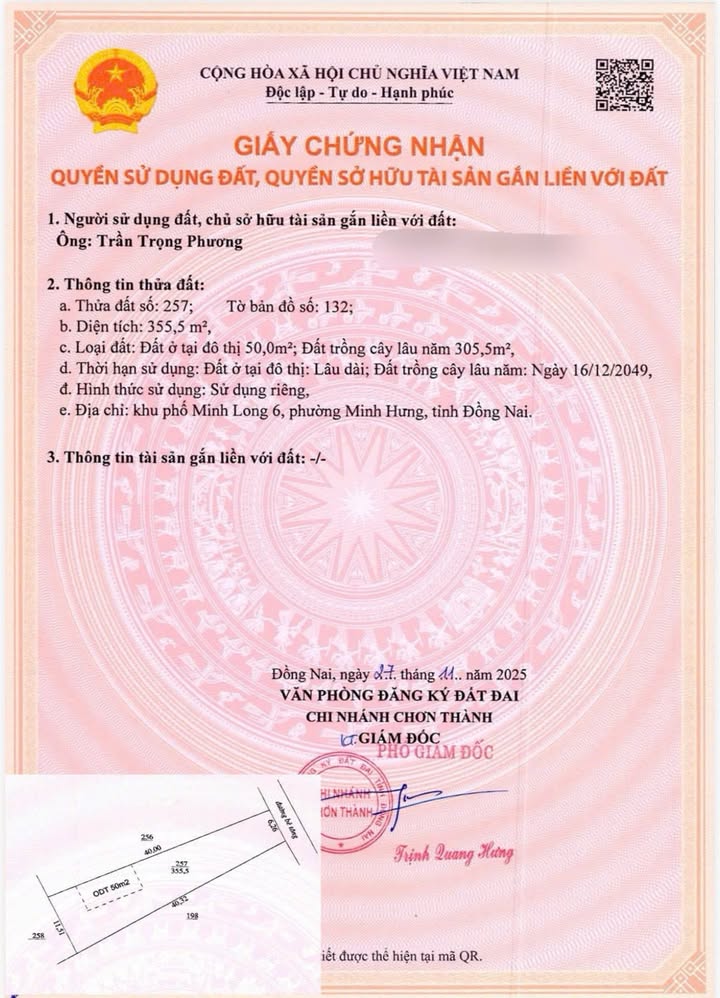 Đất nhà vườn 355m² tại Chơn Thành chỉ 350 triệu - Đầu tư sinh lời ngay!