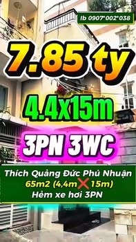 Nhà hẻm xe hơi Thích Quảng Đức Phú Nhuận 56m² giá 7.85 tỷ - Sẵn sàng vào ở ngay!