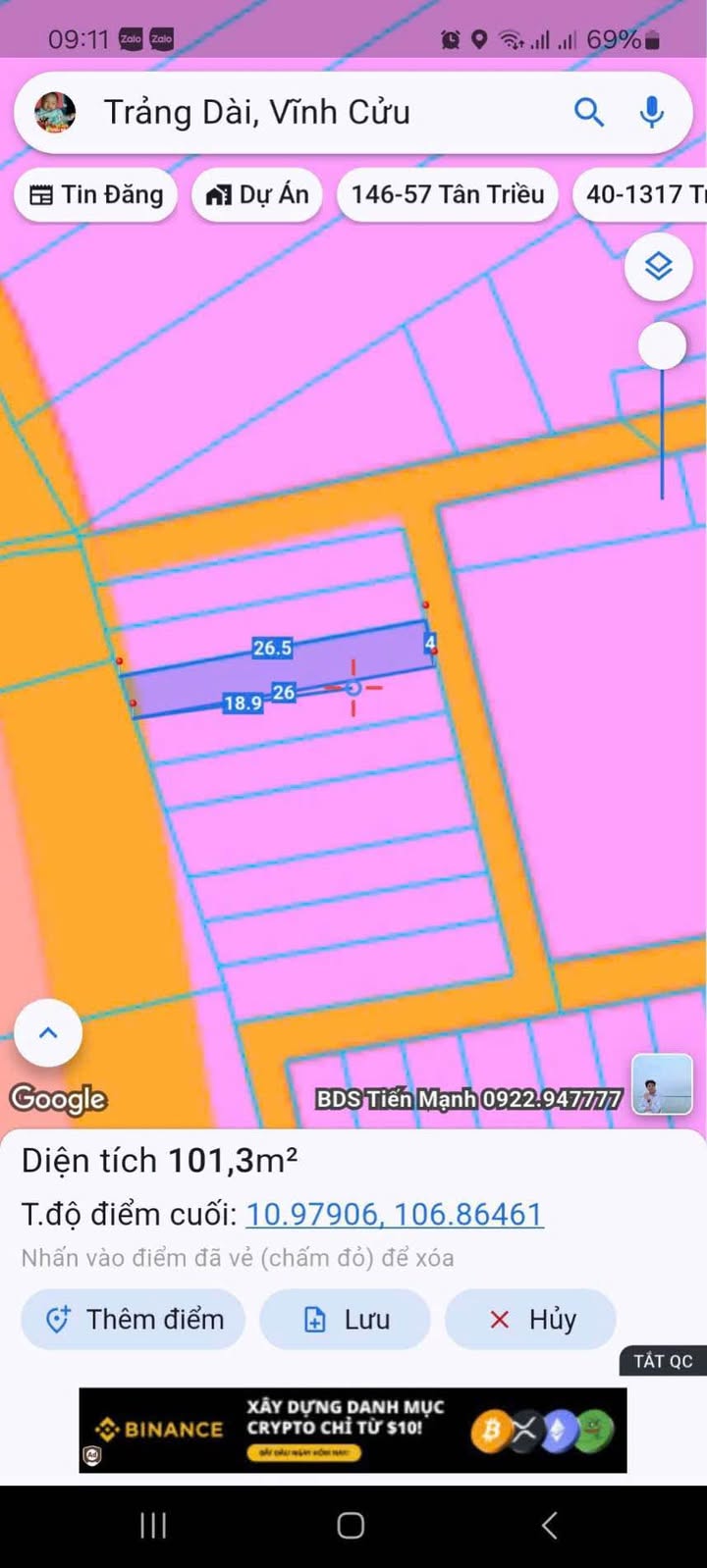 Đất thổ cư 104m² tại Khu phố 5, Trảng Dài, giá 2.99 tỷ - Sổ đỏ chính chủ