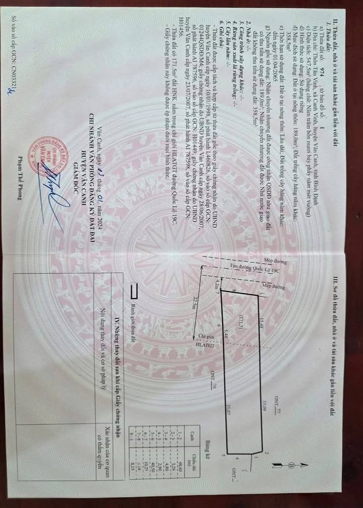 Đất mặt tiền Quốc lộ 19C, xã Canh Vinh, 547m² giá chỉ 2 tỷ - Cơ hội đầu tư hấp dẫn!