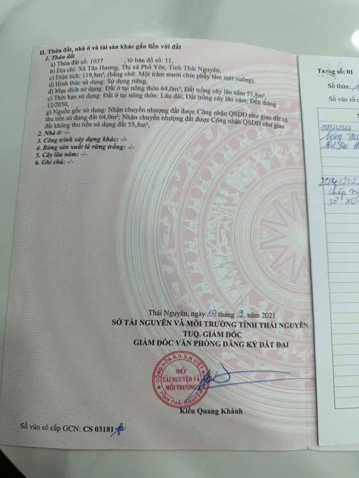 Đất Tân Hương - Phổ Yên 119m² chỉ 700 triệu - Vị trí vàng sát trường Lý Nam Đế!