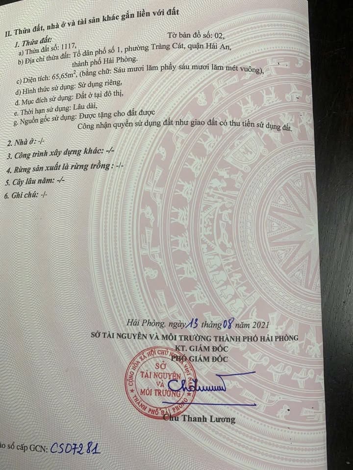 Đất nền chính chủ tại phường Tràng Cát, quận Hải An, 6.6m² giá 4 tỷ - Đầu tư sinh lời!