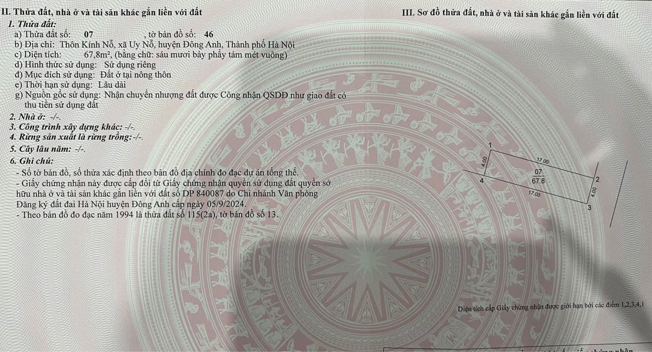 Đất nền Uy Nỗ Đông Anh 67m² giá 6.1 tỷ - Cơ hội đầu tư hấp dẫn!