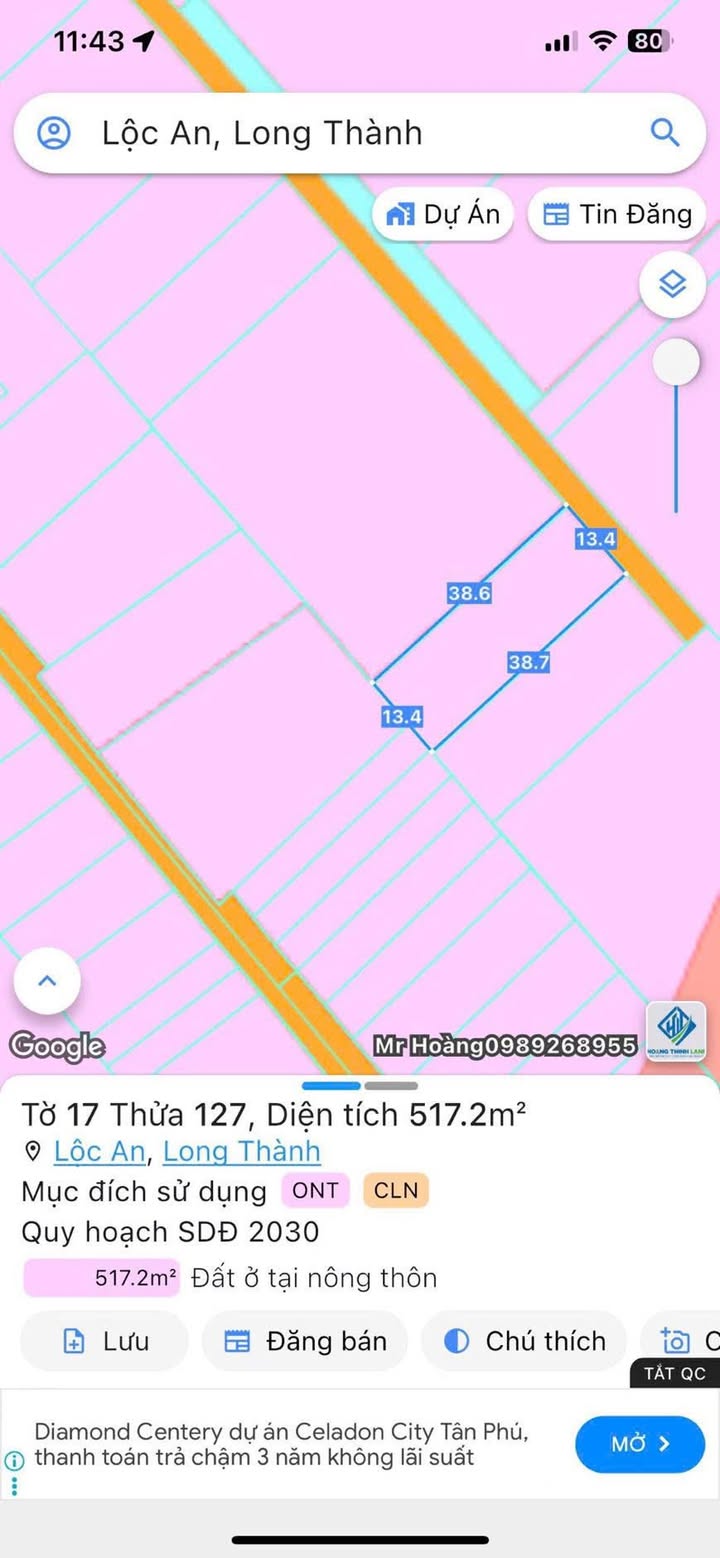 Đất nền thổ cư 500m² tại xã Long Thành, Đồng Nai - Sổ riêng, chỉ 4 tỷ!