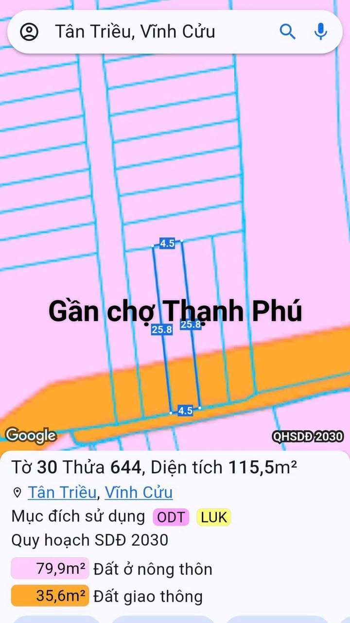 Đất nền Phường Tân Triều 234m² giá 1.8 tỷ - Sổ riêng, thổ cư