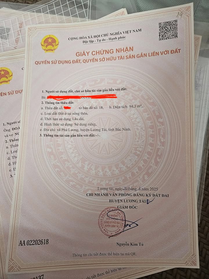 Đất nền xã Phú Lương, Lương Tài 94m² giá 1.9 tỷ - Lô đất rẻ, pháp lý rõ ràng!