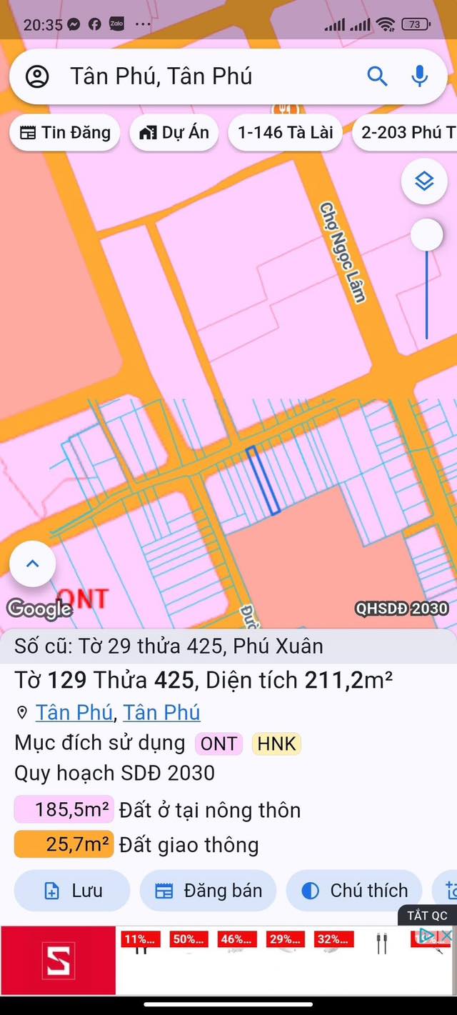 Đất nền Phú Lâm 195m² giá 1.65 tỷ - Tiềm năng kinh doanh lớn!