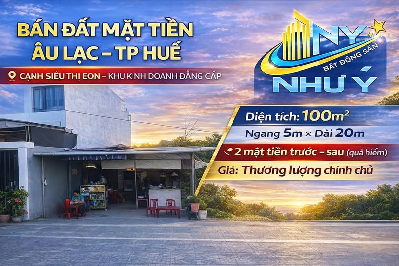 Bán đất mặt tiền Âu Lạc TP Huế 100m² - Cơ hội đầu tư hiếm có!