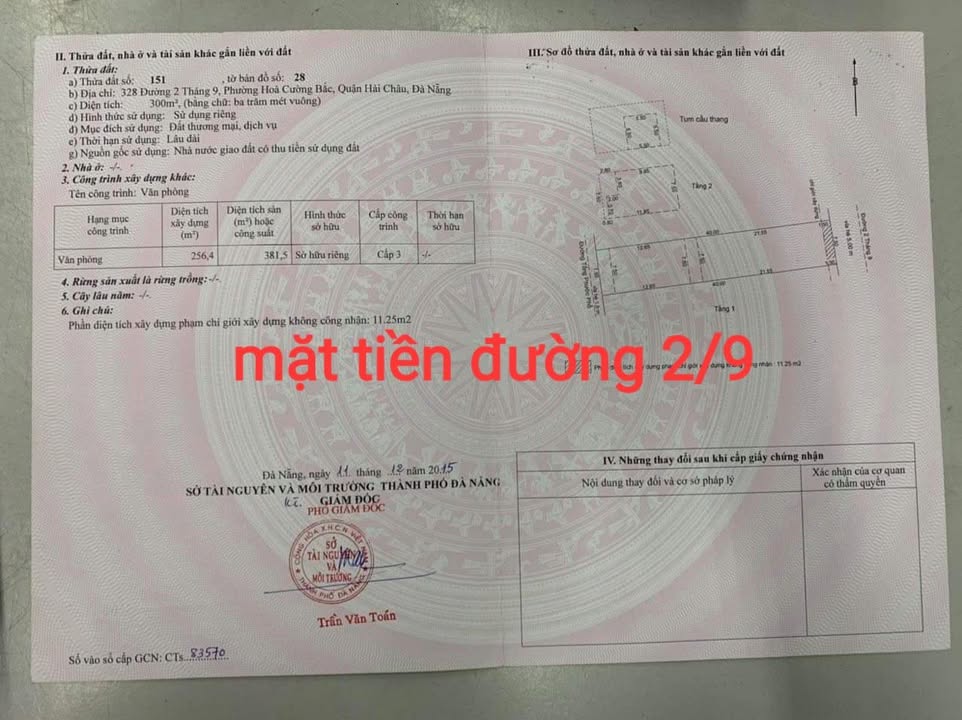 Nhà mặt tiền đường 2/9, Quận Hải Châu, 300m² - Cơ hội kinh doanh lý tưởng!