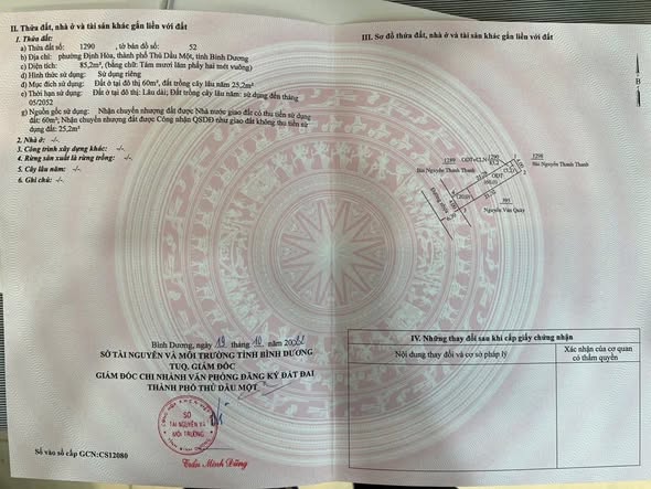 Đất thổ cư Định Hoà, Thủ Dầu Một 85m² giá 1.99 tỷ - Đối diện trường học cấp 2!