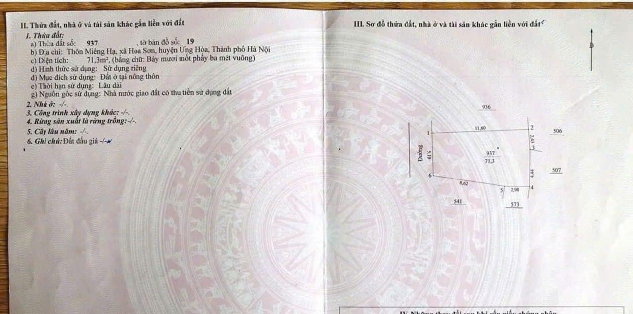 Đất đấu giá 71m² xã Ứng Thiên giá chỉ 2 tỷ - Vị trí đắc địa!