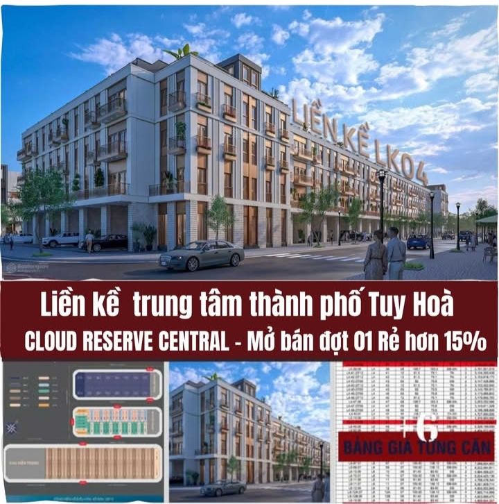 Townhouse CLOUD RESERVE CENTRAL Tuy Hoà 100m² giá 8.9 tỷ - Cơ hội đầu tư hiếm có!
