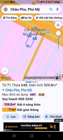 Đất mặt tiền đường Lê Trọng Tấn, Châu Pha, 330m² giá 4.999 tỷ - Cơ hội đầu tư hấp dẫn!