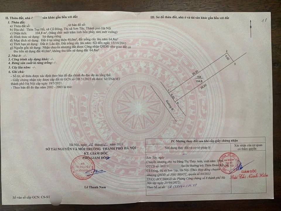 Đất nền Xã Cổ Đông 104m² giá 2 tỷ - Đường ô tô tránh nhau, sổ đỏ chính chủ!