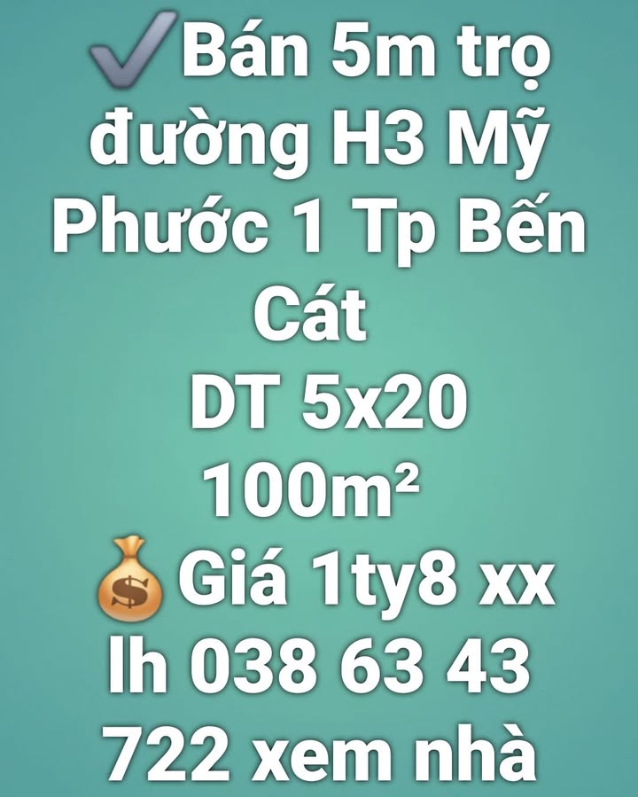 Nhà riêng + 4 phòng trọ tại Mỹ Phước 1, Bến Cát 100m² giá 1.8 tỷ - Cơ hội đầu tư hấp dẫn!