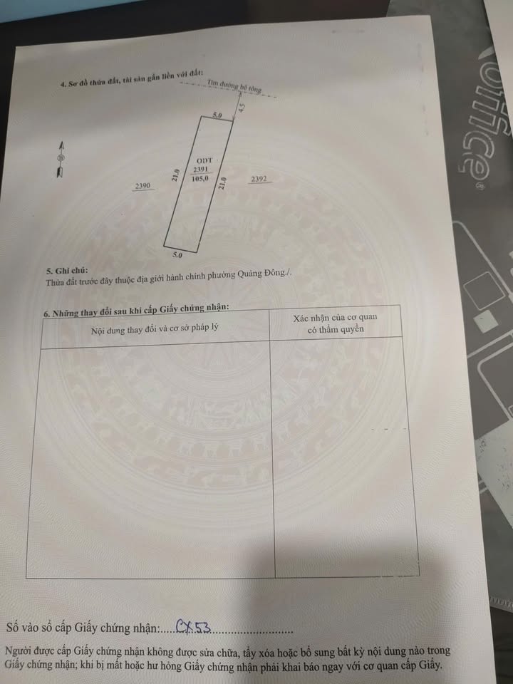 Đất thổ cư Xã Quảng Đông 105m² giá 1.2 tỷ - Cơ hội đầu tư tuyệt vời!