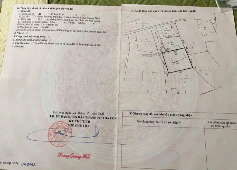 Đất Cái Dăm Bãi Cháy 92m² giá 2.2 tỷ - Mặt tiền rộng tiện xây dựng!