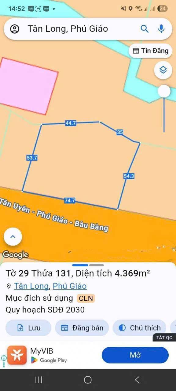 Đất mặt tiền đường Tạo Lực - Huyện Bàu Bàng - Diện tích 4.369m² - Đầu tư sinh lời hấp dẫn!