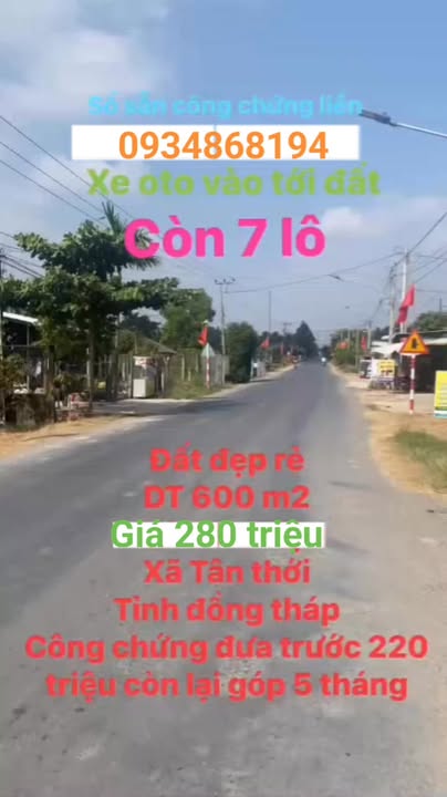 Đất nền Ấp Tân, Tiền Giang 628m² giá chỉ 280 triệu - Đầu tư sinh lời ngay!