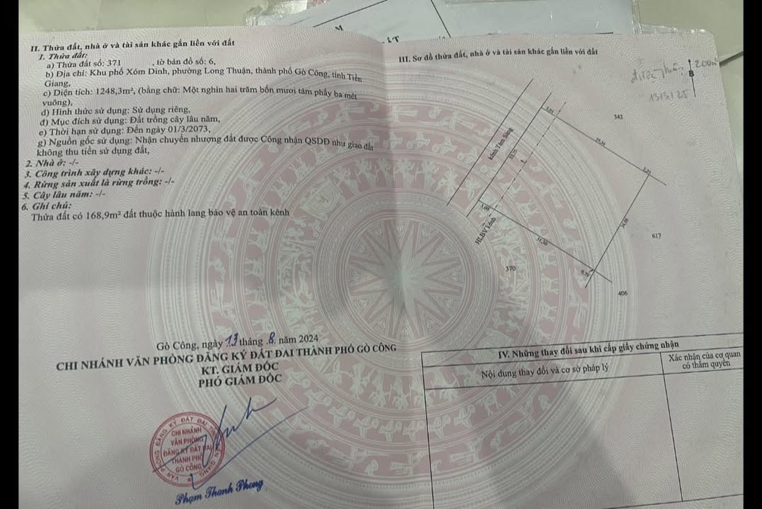 Đất nền Xóm Dinh, Phường Long Thuận, 1200m² - Sổ đỏ chính chủ, giá chỉ 790 triệu!