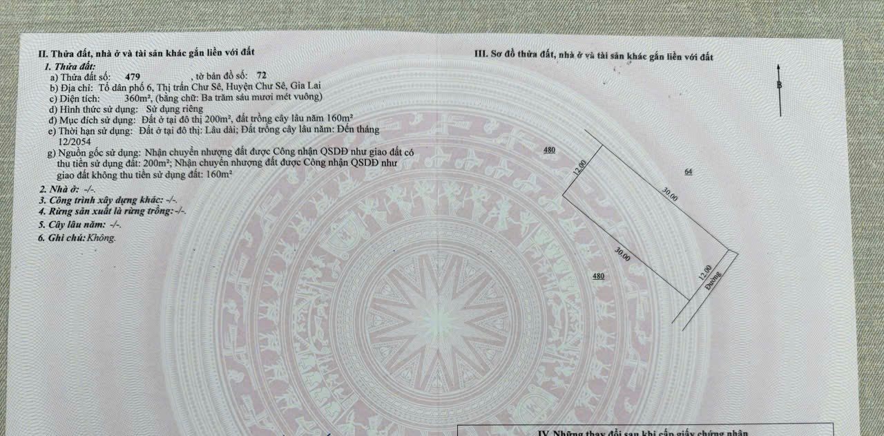 Đất thổ cư Huyện KBang 360m² giá 2.16 tỷ - Vị trí đắc địa chỉ cách Mt Hai Bà Trưng 30m