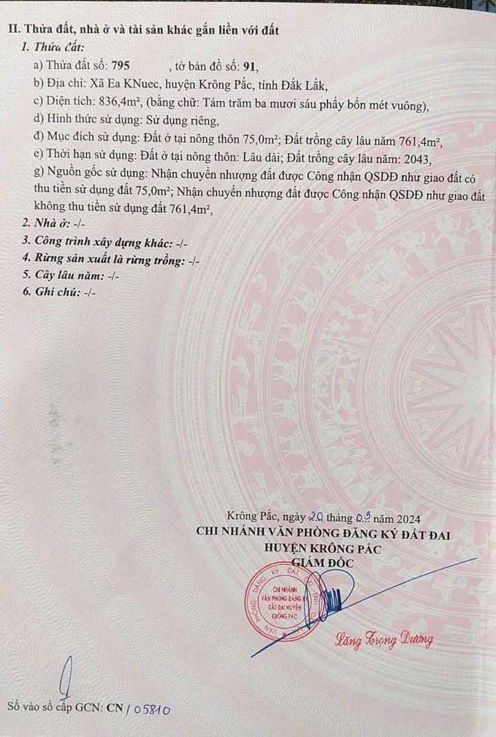 Đất nền xã Ea Knuếc, huyện Krông Pắc, 800m² giá 1.1 tỷ - Sổ đỏ chính chủ!