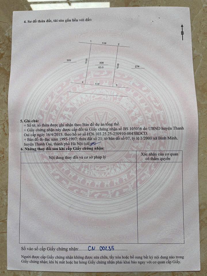 Nhà riêng Bình Minh, Thanh Oai 63m² giá 4 tỷ - Ngõ ô tô vào tận nơi!