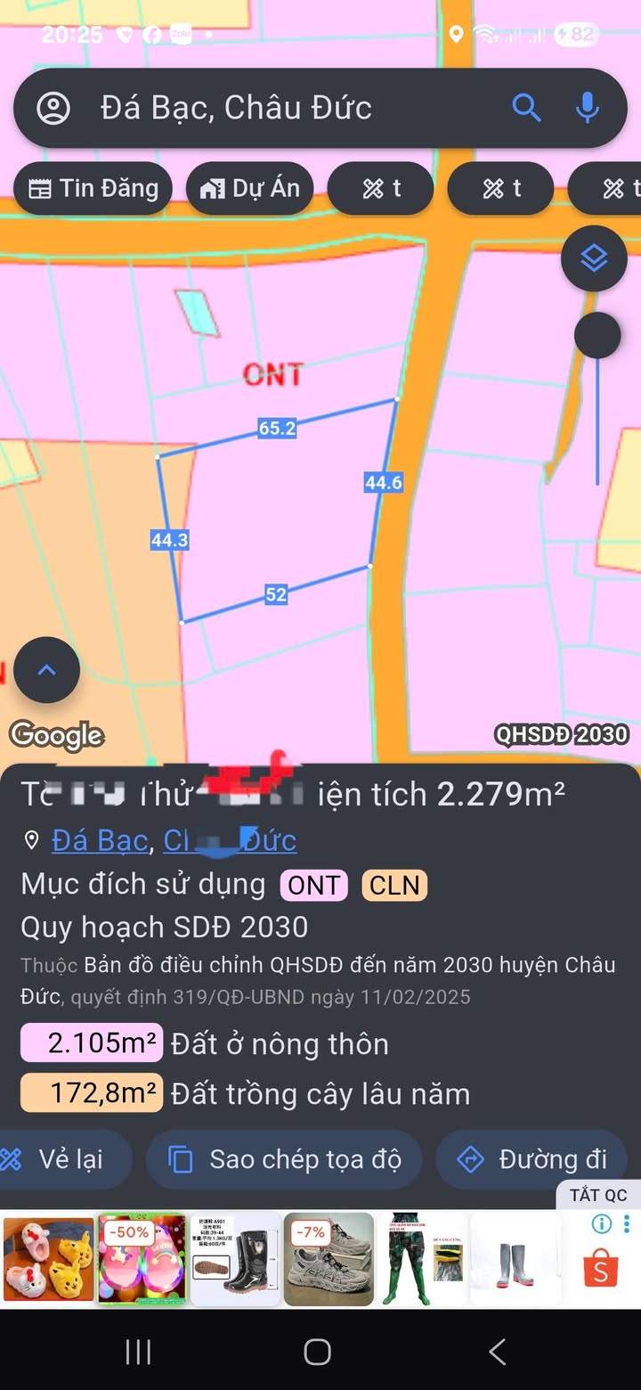 Đất thổ cư 2310m² tại Đá Bạc, Châu Đức - Giá chỉ 145 triệu!