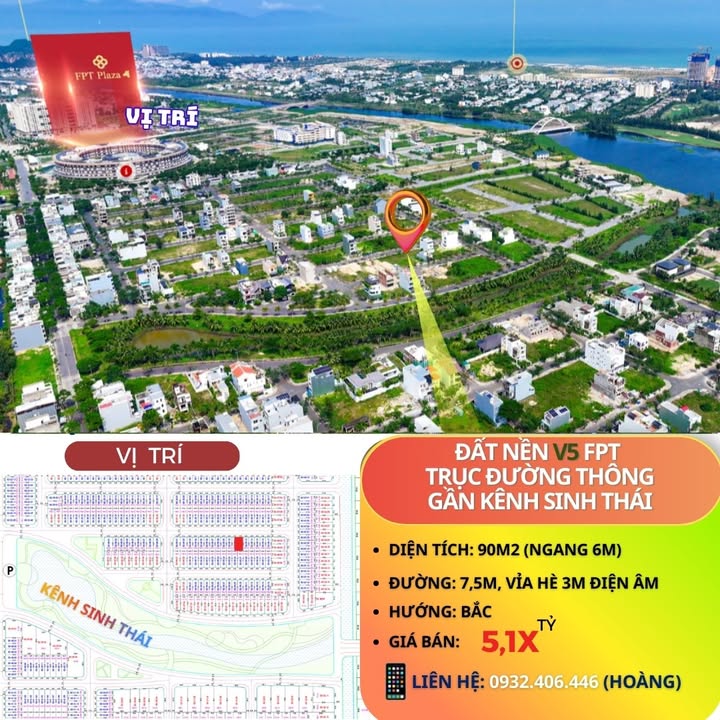 Nhà riêng FPT Đà Nẵng 90m² giá 5.1 tỷ - Gần kênh sinh thái