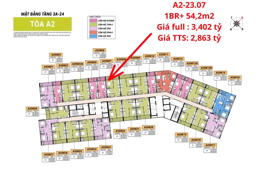 Căn hộ 1 phòng ngủ A2-23.07 Quận Liên Chiểu 54m² giá 2.86 tỷ - Sở hữu ngay với lãi suất 0%