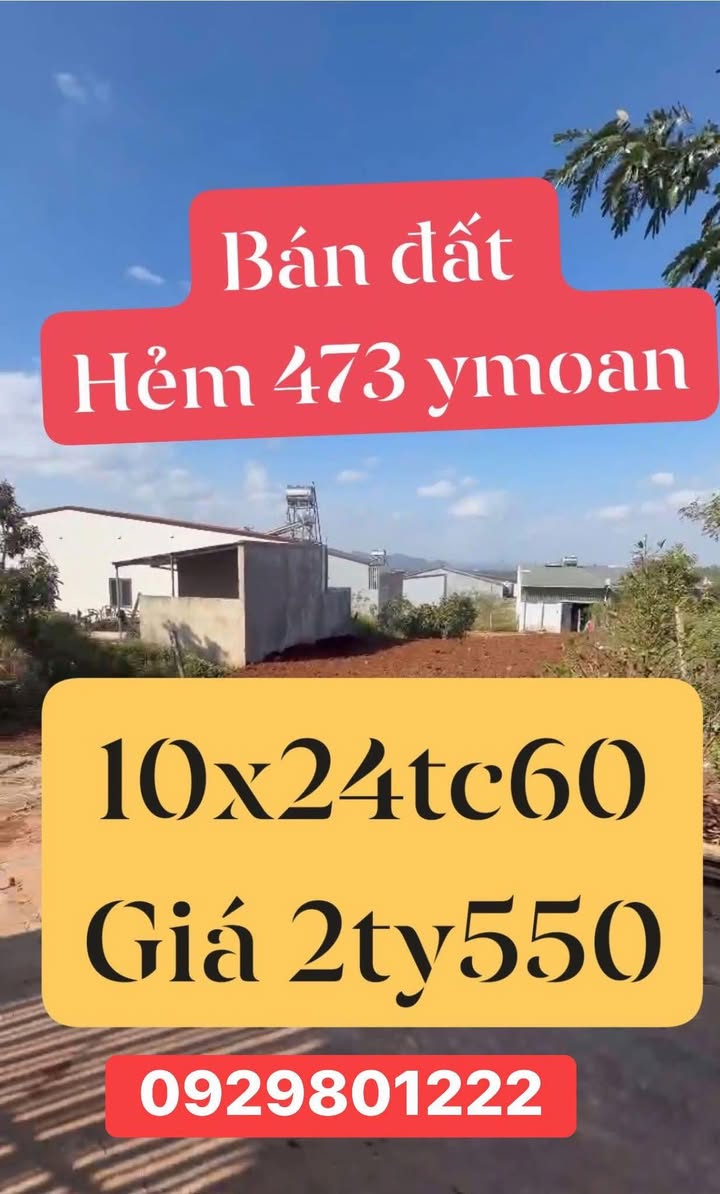 Đất hẻm 473 Ymoan, Buôn Ma Thuột 240m² giá 2.55 tỷ - Cơ hội đầu tư tuyệt vời!