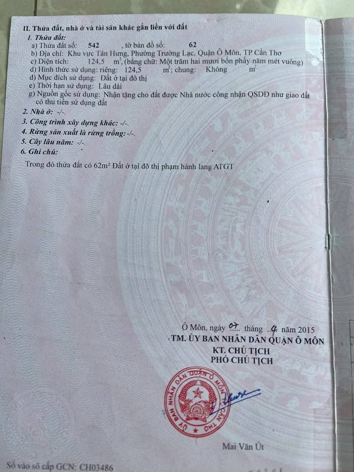 Đất thổ cư Nguyễn Kha, Vị Thanh, 124m² chỉ 620 triệu - Cơ hội đầu tư hấp dẫn!