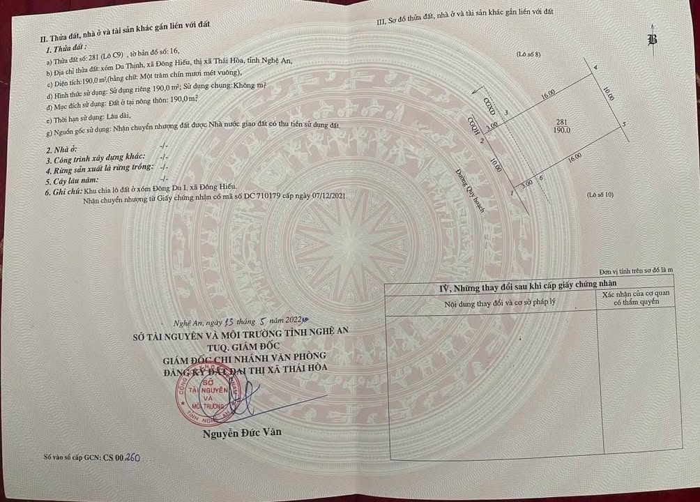 Đất nền Xóm Du Thịnh, Đông Hiếu 190m² giá 1.5 tỷ - Đầu tư sinh lời ngay!