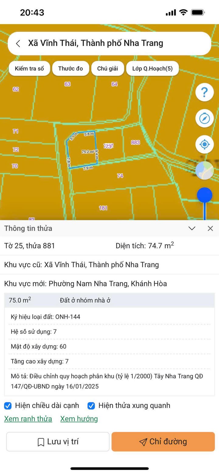Đất nền đẹp tại chợ Vĩnh Thái, Nha Trang 74.7m² giá chỉ 2.65 tỷ - Đầu tư sinh lời!