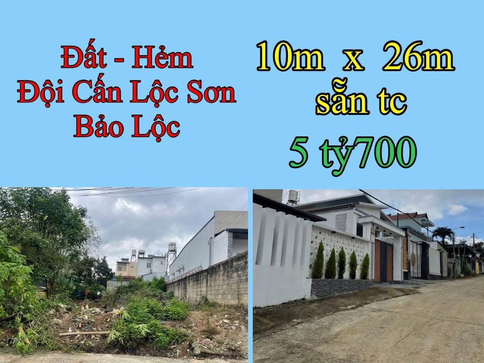 Đất hẻm Đội Cấn, Bảo Lộc 260m² giá 5.7 tỷ - Đối diện công viên