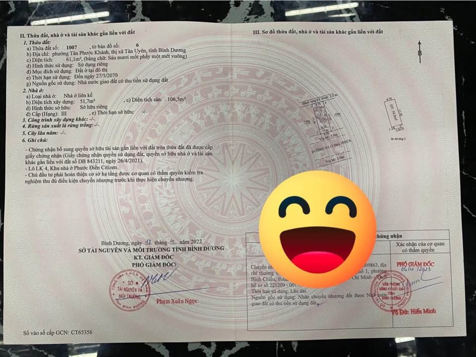 Nhà thô Khu nhà ở Phước Điền CiTiZen Tân Phước Khánh 61.3m² giá 2.65 tỷ - Sổ hồng riêng!