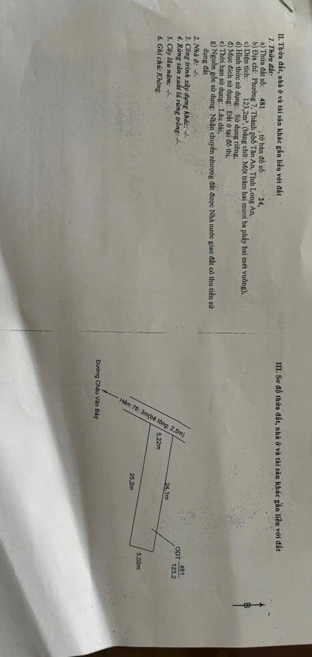 Đất nền chính chủ Phường Tân An 123m² giá 1.27 tỷ - Nằm trong khu vực phát triển!