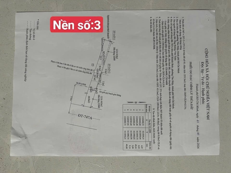 Đất nền Tân Uyên 747m² giá 3 tỷ - Cơ hội đầu tư hấp dẫn!
