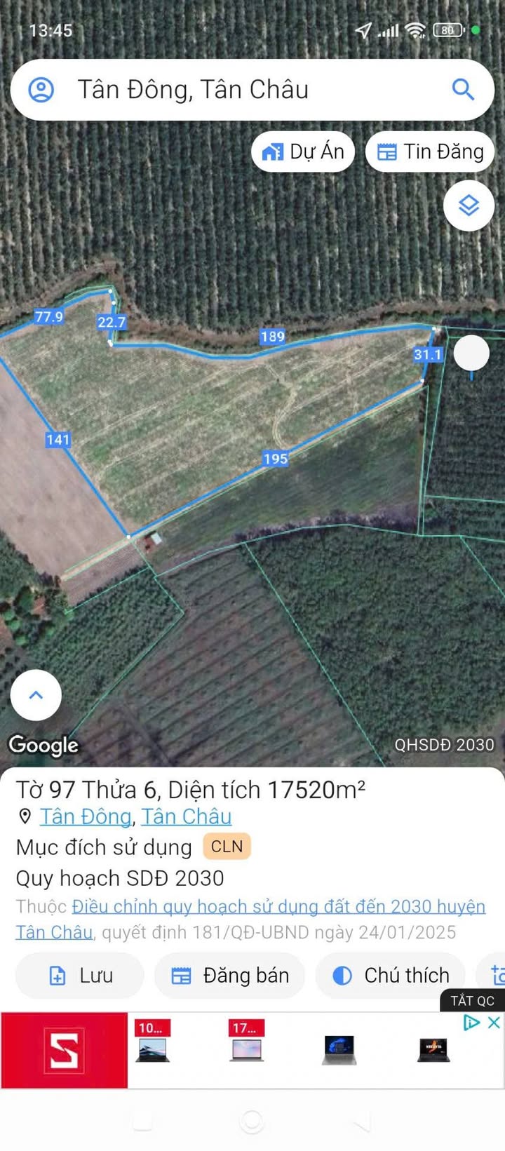 Đất nền ấp Kà Ốt, Tân Châu 20,000m² giá 2.4 tỷ - Mặt tiền đường ô tô rộng rãi!